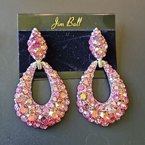 Jim Ball Rose AB knocker style earrings